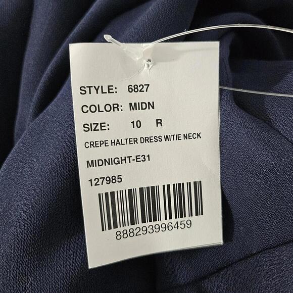 2/$50 After Six Midnight Crepe Halter Dress w/ Tie Neck 6827 Size 10R - Picture 8 of 9